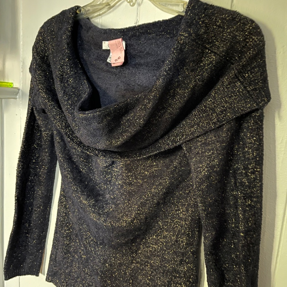 CACHE dark blue sweater with gold threading